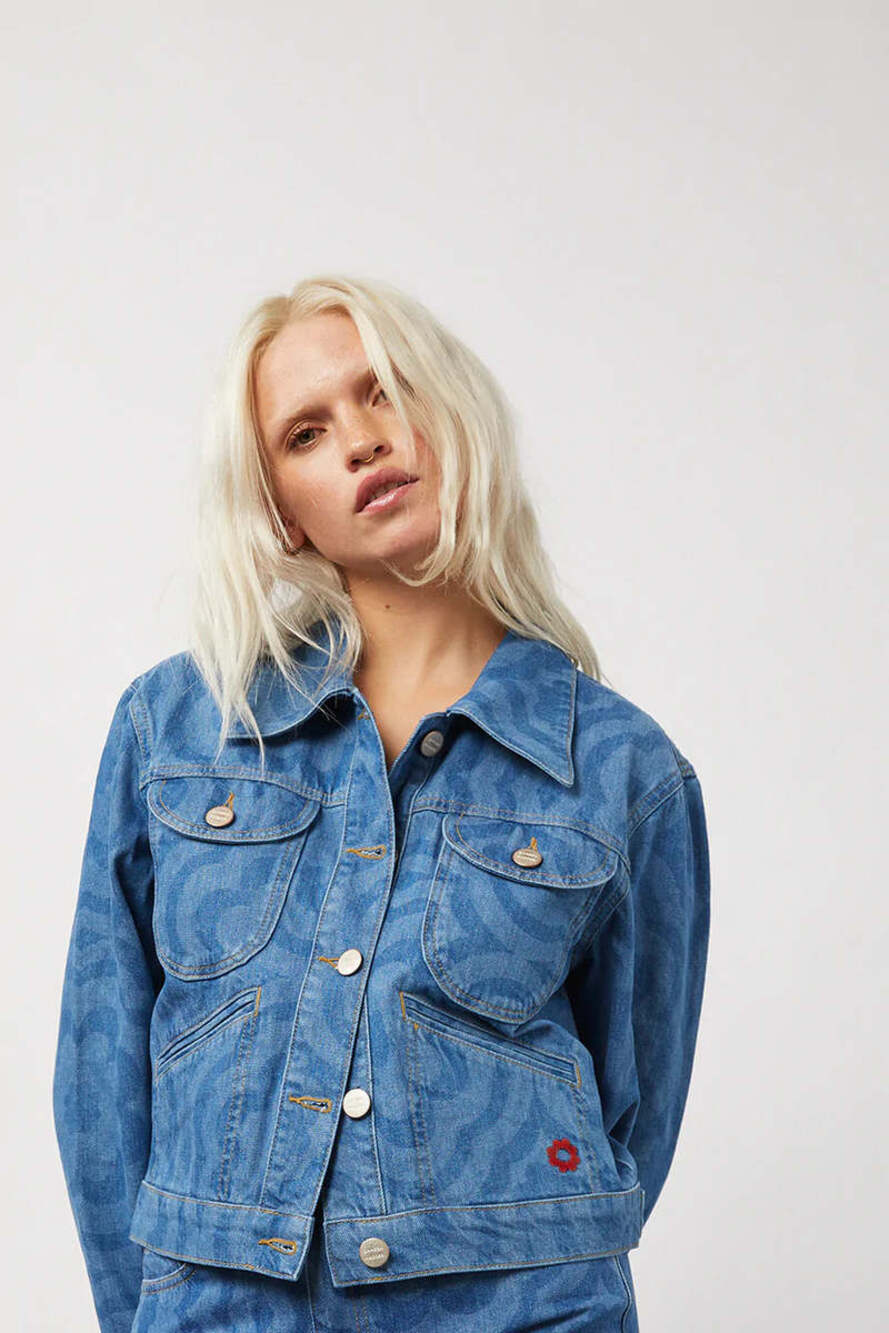 🌸 Damson Madder Dionne Floral Embroidered Denim Jacket US 4 🌸